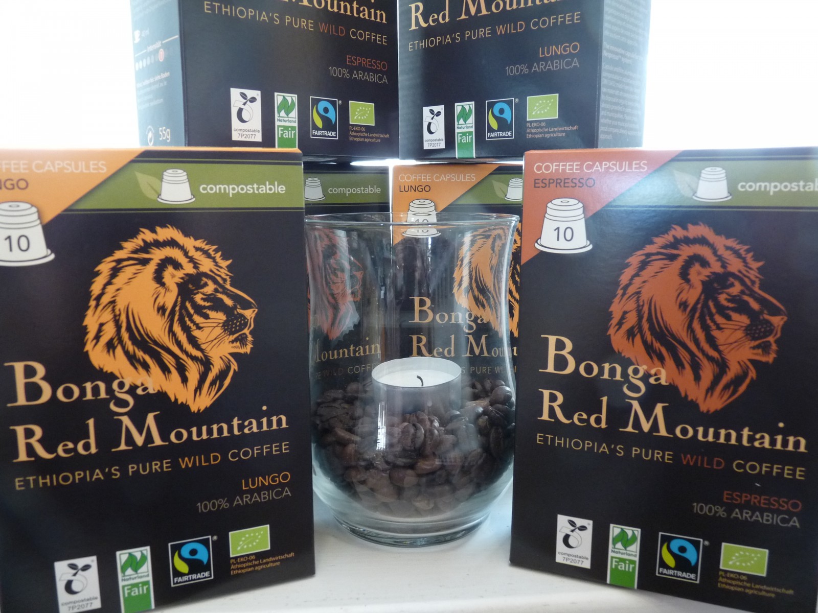 Bonga Red Mountain Kaffeekapseln Wildkaffee (100% Arabica) aus Äthiopien in zwei Röstungen: Espresso und Lungo